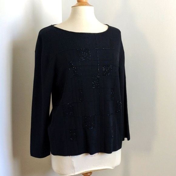 Nwt Chico's Silk Sequin Black Sweater 3 Plus - Picture 8 of 12